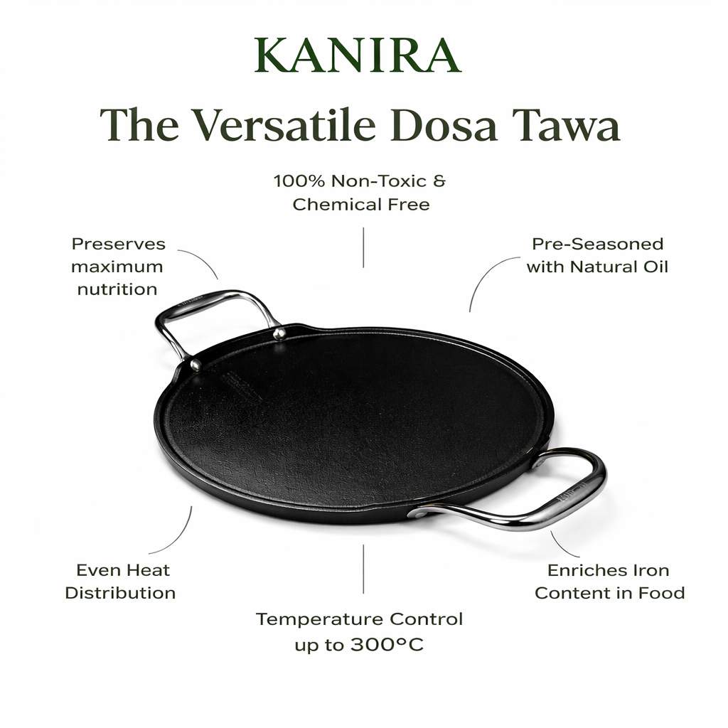 Kanira Pre-seasoned Cast Iron Dosa Tawa (30cm)