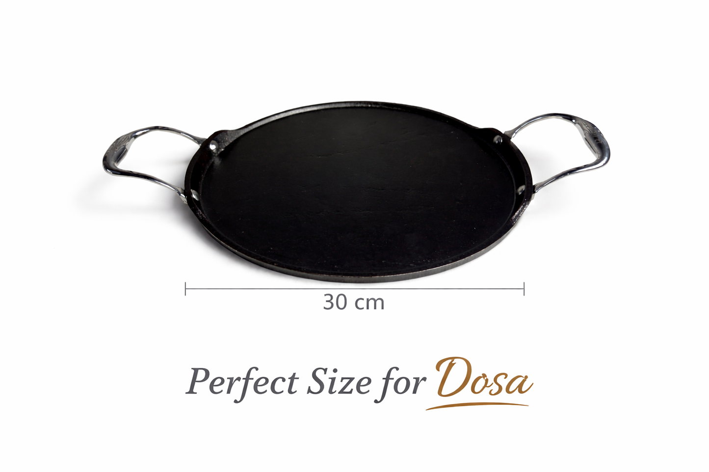 KANIRA Cast Iron Combo Set – 24cm Kadhai with Glass Lid & 30cm Dosa Tawa
