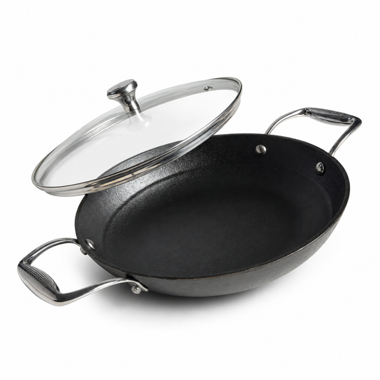 KANIRA Pre Seasoned Cast Iron double handle Pan 24cm