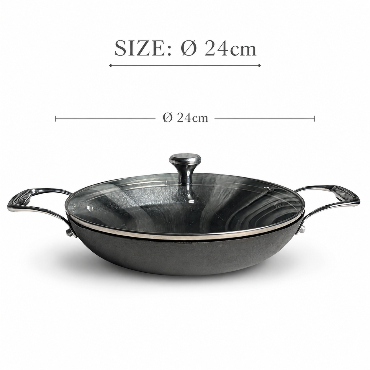 KANIRA Pre Seasoned Cast Iron double handle Pan 24cm